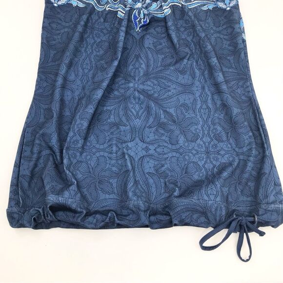 Athleta Tinker Tank Blue Paisley Print Drawstring Waist Activewear Athletic Top - Picture 4 of 12